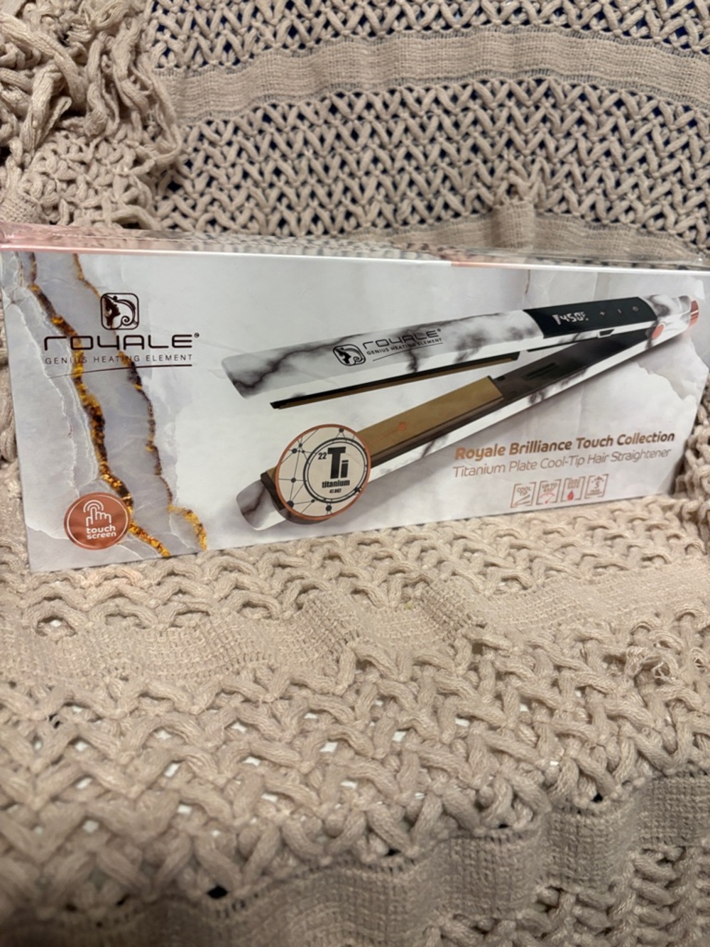 Royale Brilliance Touch Titanium Flat Iron with AI - Marble & Rose Gold